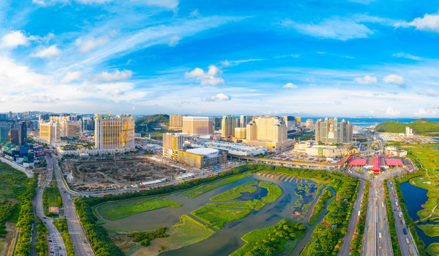 澳门氹仔岛与路环岛航拍