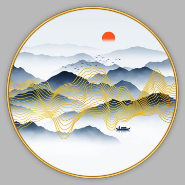 抽象线条山水画