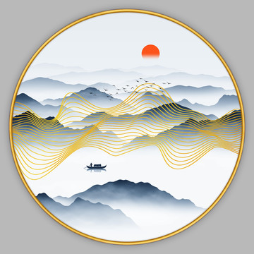 輕奢抽象山水畫