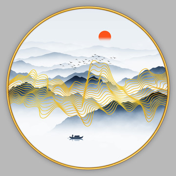 抽象線條山水畫