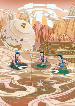 紅茶文化插畫(huà)