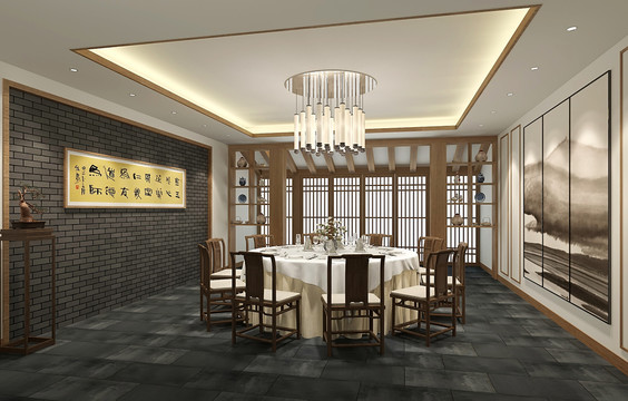 中式餐廳包房效果圖