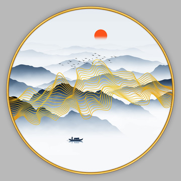 抽象線條山水畫