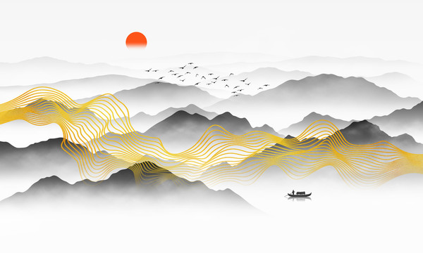 水墨抽象山水畫