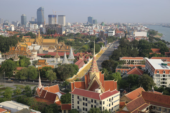 柬埔寨金边中心城市景观