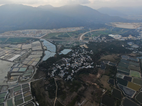 航拍三亚海棠湾泻湖