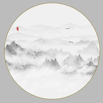 意境水墨山水画