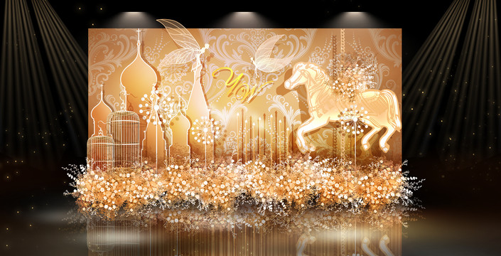 香檳金色婚禮迎賓區(qū)