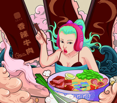 國(guó)潮牛肉拉面包裝