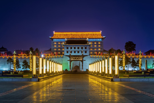 中国陕西西安古城永宁门夜景