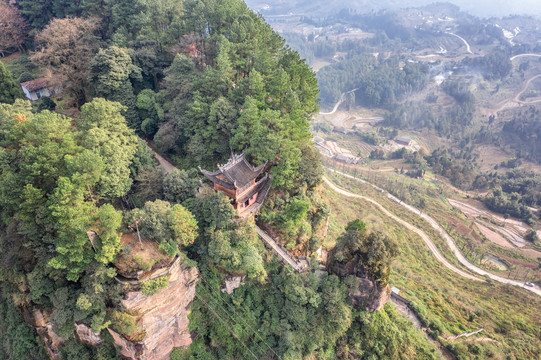 重庆古剑山净音寺航拍风光