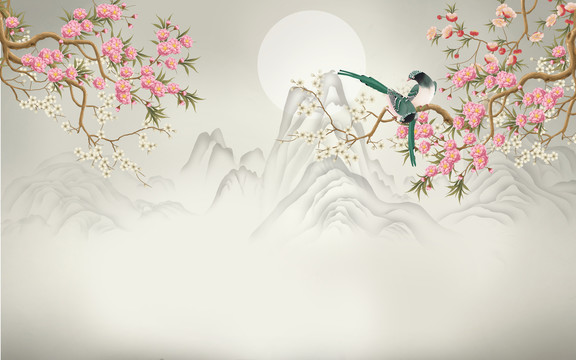梅花花鳥山水