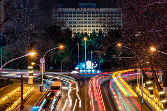 中国长春市冬季城区夜景