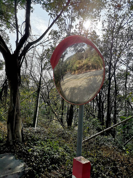 盘山路的凸面镜