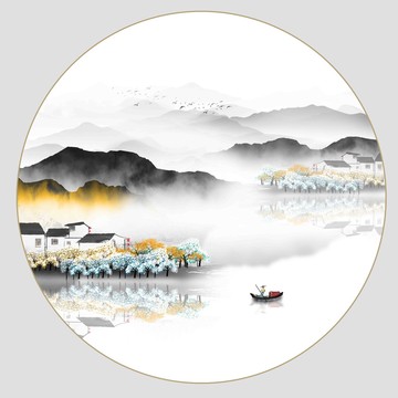 中式水墨山水裝飾畫