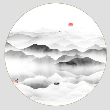 水墨山