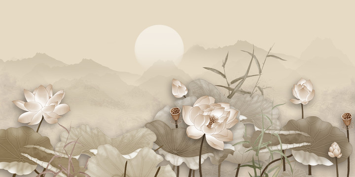 手繪荷花