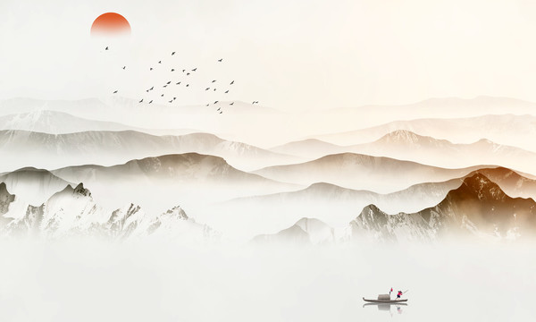 中國風水墨山水背景