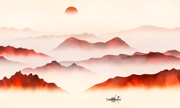 意境山水背景墻
