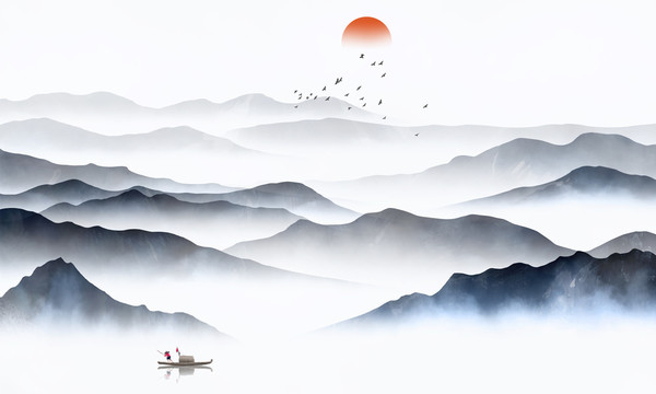 中國風山水裝飾畫