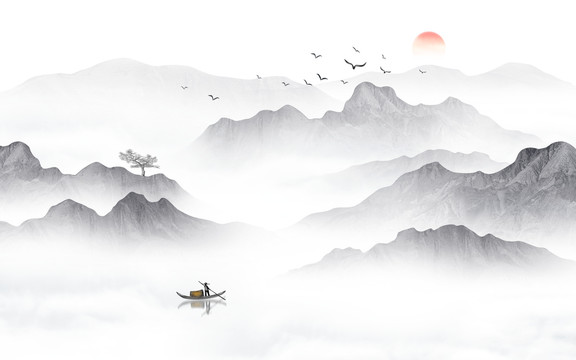 意境水墨山水畫