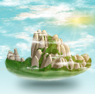 海上仙都太姥山手繪插畫
