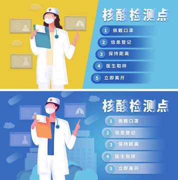 醫(yī)院疫情核酸檢測點(diǎn)醫(yī)生公告海報