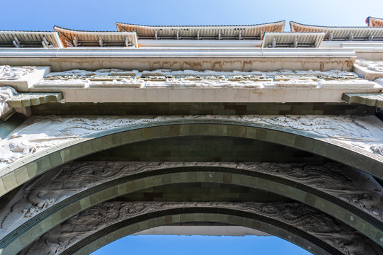 顺峰山公园牌坊局部特写