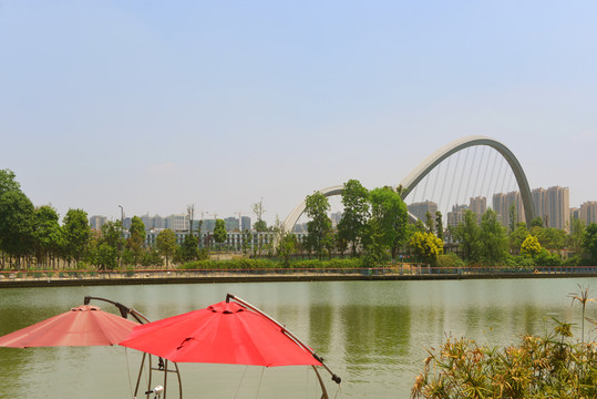 成都江灘公園及科華路府河大橋