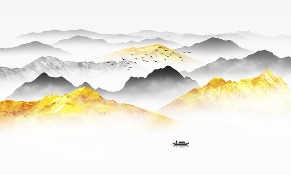 輕奢金色山水