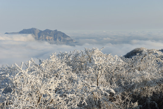 五峰独岭雪景云海风光