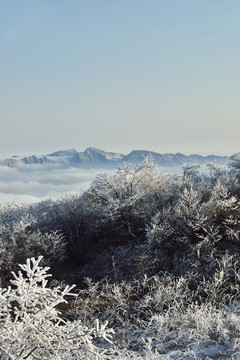 五峰独岭雪景云海风光