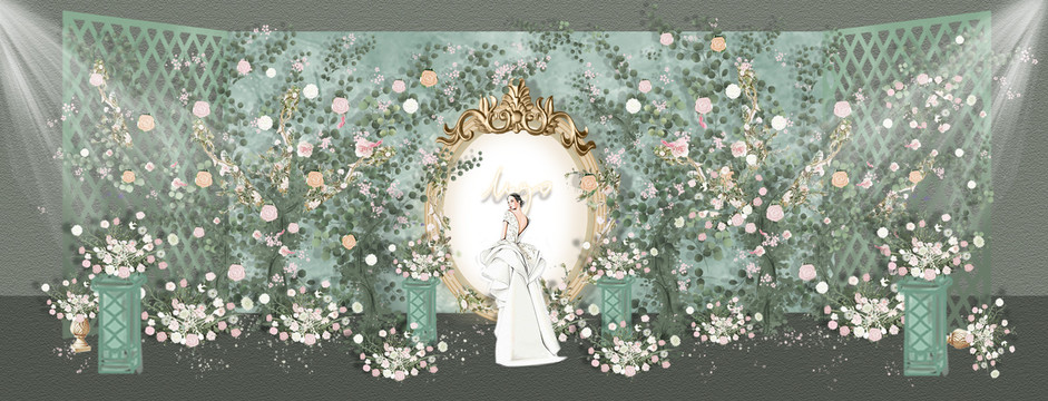 法式森系浪漫婚禮合影區(qū)設(shè)計(jì)