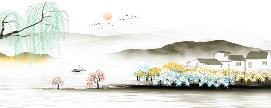 古風水墨山水畫