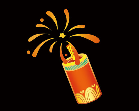 卡通中國風(fēng)新年煙花爆竹插畫