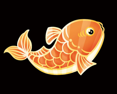 卡通中國(guó)風(fēng)動(dòng)物一條金色錦鯉插畫(huà)