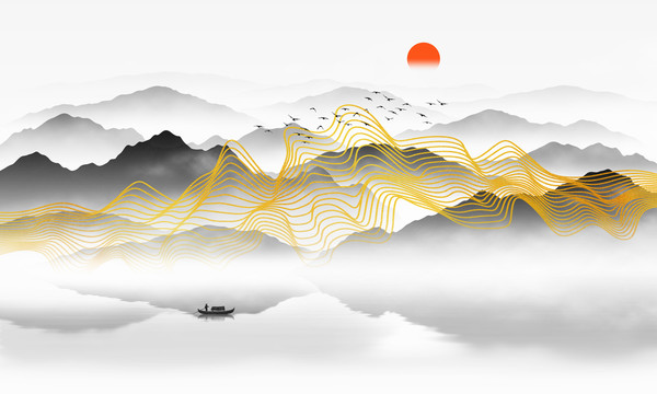 抽象水墨山水畫