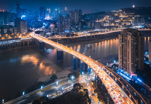 重庆城市桥梁夜景风光