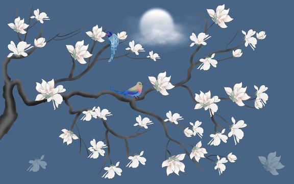 玉蘭花裝飾畫