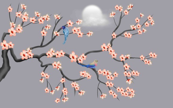 新中式花鳥(niǎo)背景墻
