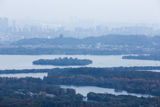 杭州西湖全景俯瞰