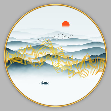 抽象線條山水畫