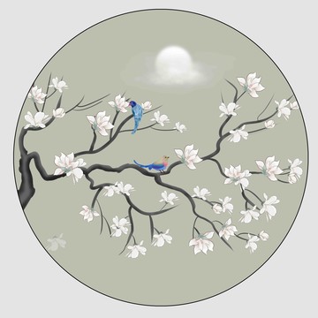 玉兰花装饰画