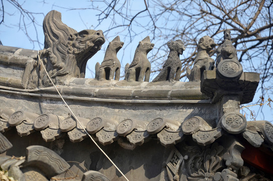 北京国子监街老建筑脊兽