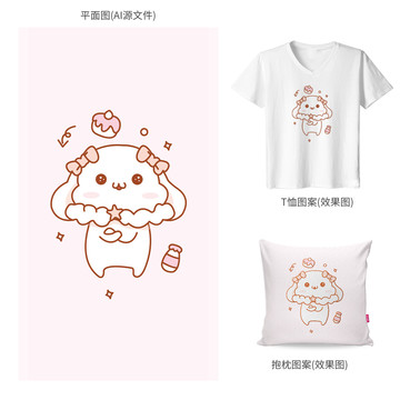 原創(chuàng)手繪卡通動物抱枕圖案