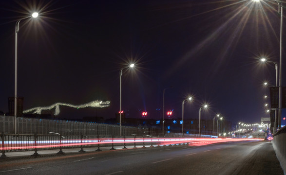吉林市雾凇大桥夜景