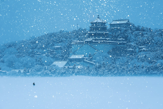 中国北京颐和园雪景