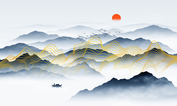 意境線條山水