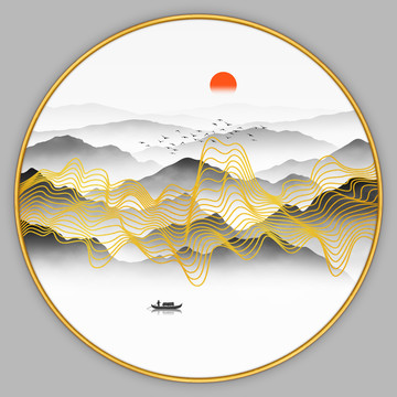 圓形意境山水畫(huà)
