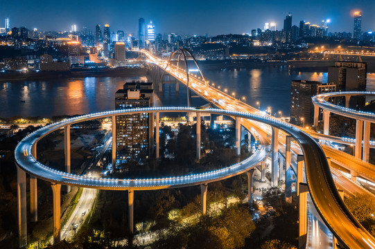 重庆菜园坝长江大桥城市夜景风光